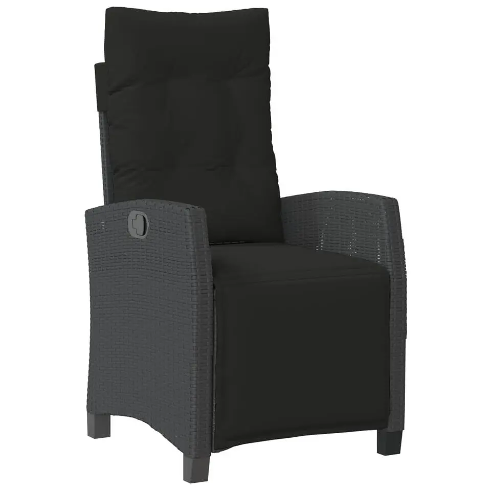 vidaXL - Verstelbare tuinstoelen met voetensteun - Zwart - Poly rattan - 2 stuks