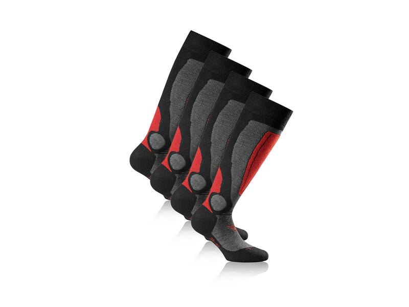 Rohner Socks Skisocken Rot/Schwarz 2er-Pack Snowboardsocken in Grösse 39 - 42