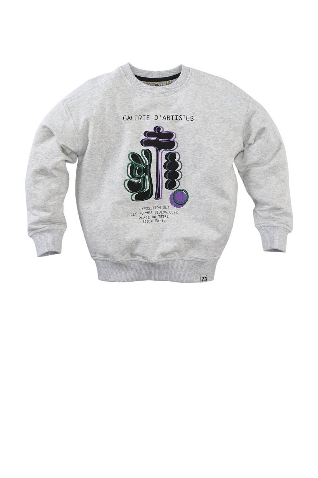 Z8 sweater Bucco met printopdruk lichtgrijs