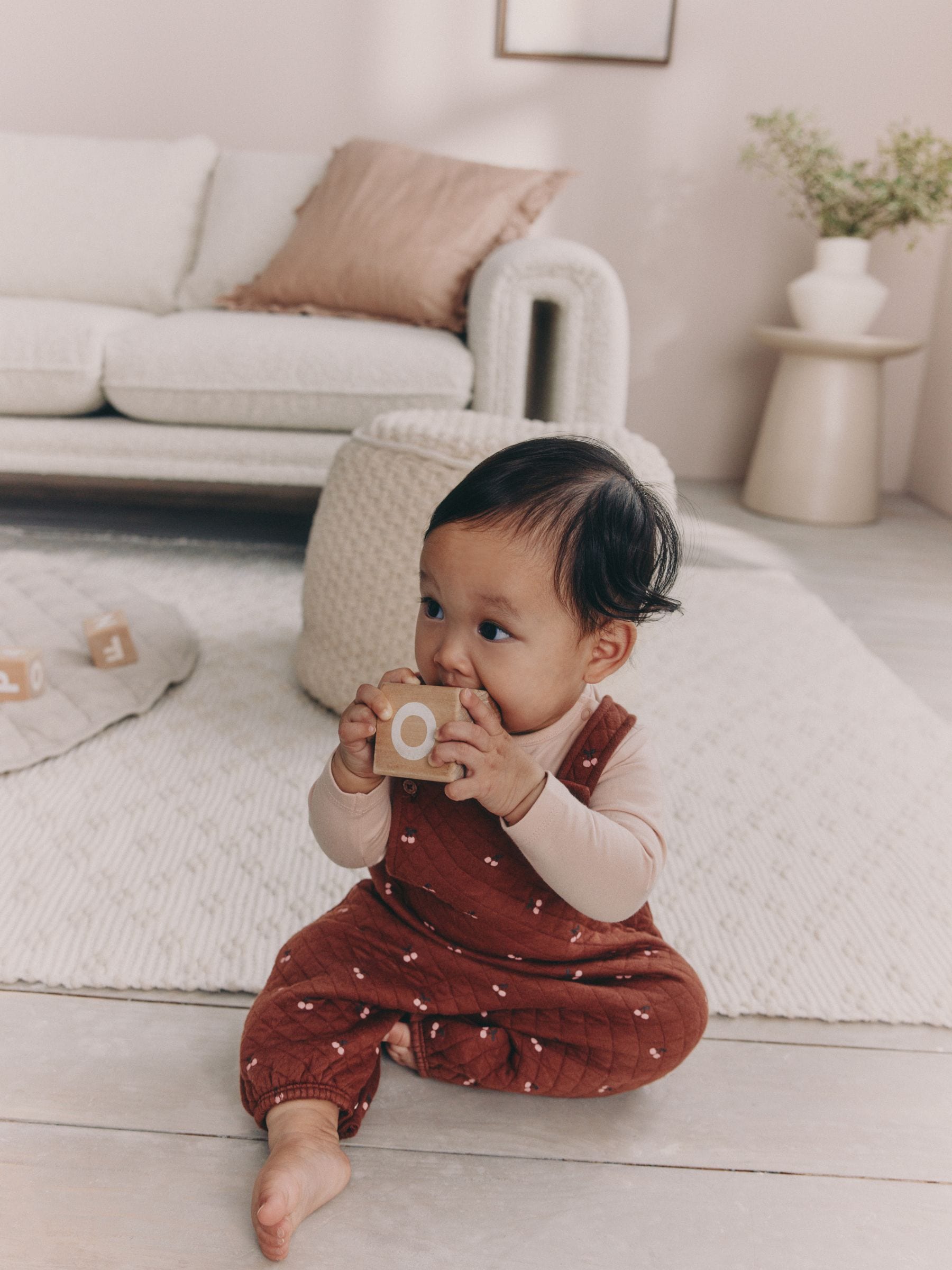 Brown Cherry - Quilted Dungaree and Bodysuit Baby 2 Piece Set (0mths-3yrs)