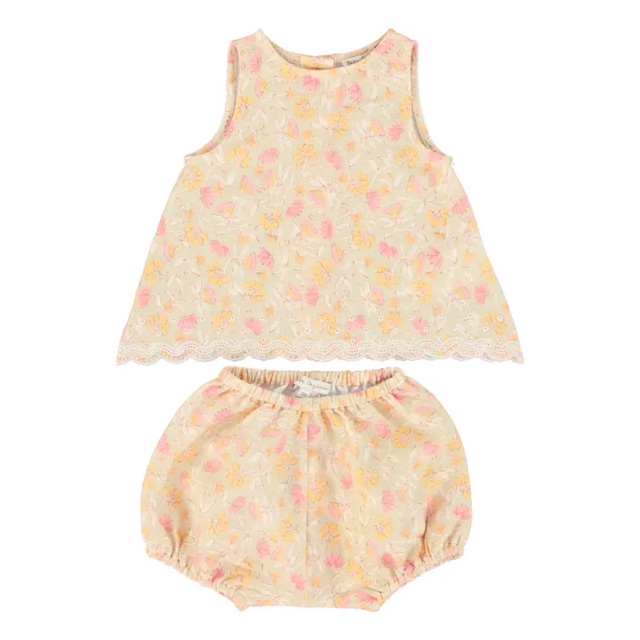 Bebe Organic Bloomer + Blouse Ingrid Fleurs | Abricot