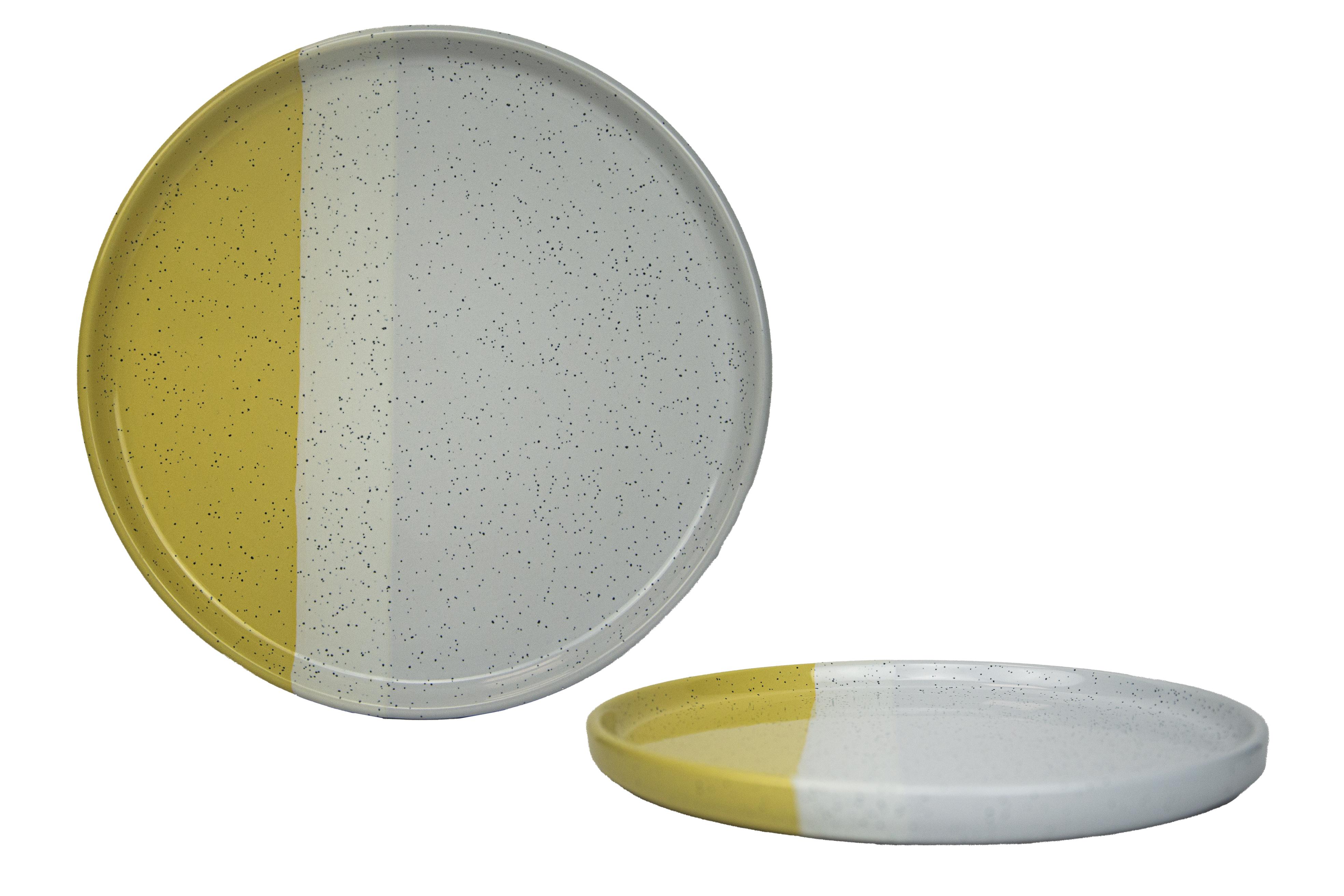 ASSIETTE PLATE GEO 27CM JAUNE GRES