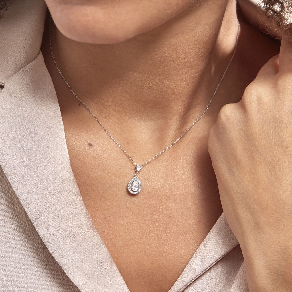 Collier Or Blanc Uxellus Oxyde De Zirconium