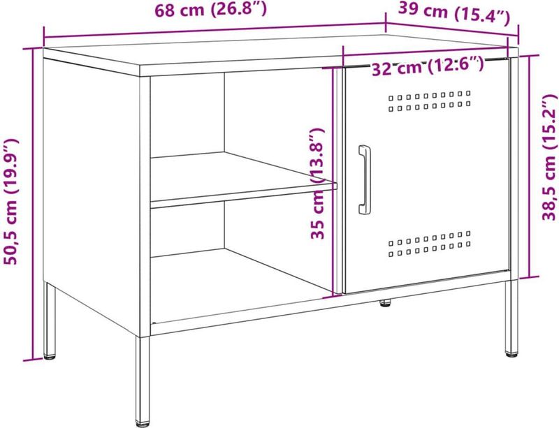 vidaXL - Tv-meubel - Wit - Staal - 68x39x50,5 cm