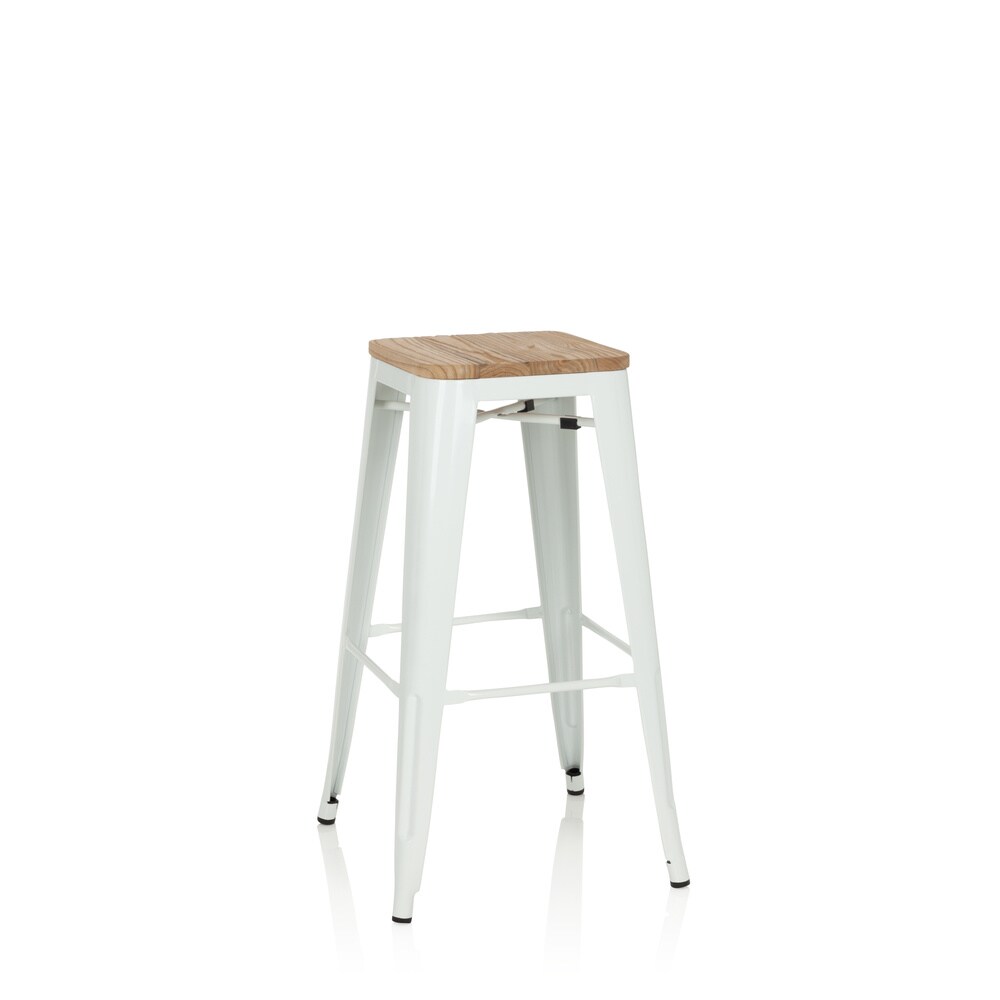 Barhocker VANTAGGIO HIGH W Stahl / Ulmenholz ohne Armlehnen hjh OFFICE