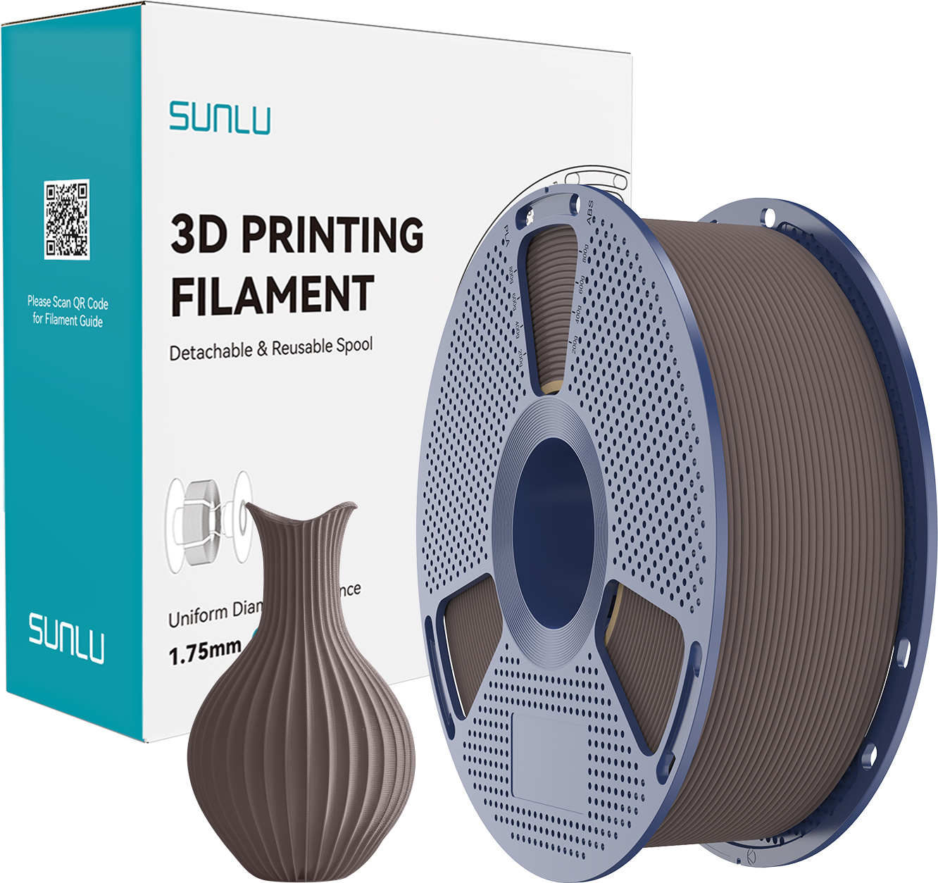 SUNLU  PLA Classic Chocolate, 1,75 mm / 1000 g    High Speed PLA mit mattem Finish in Chocolate