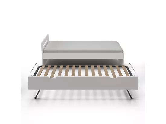 Lit gigogne 90x190 cm bois massif blanc LEO