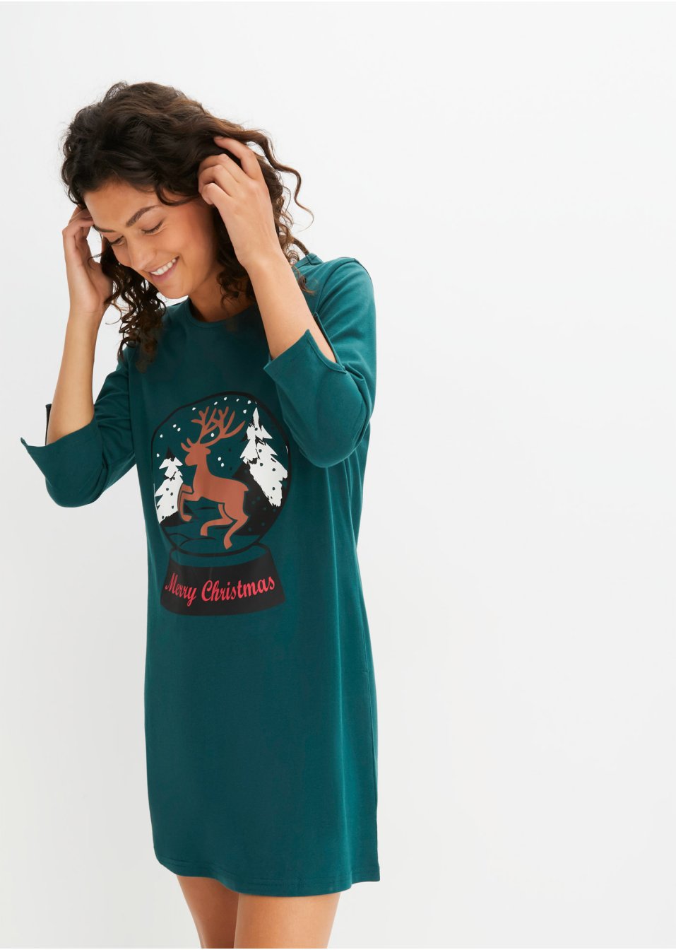 Chemise de nuit à manches 3/4 en coton
