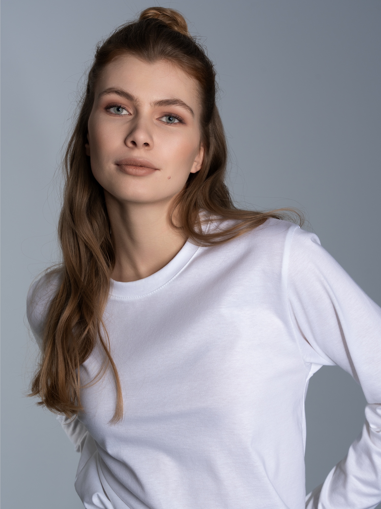Langarmshirt aus 100% Baumwolle Weiss
