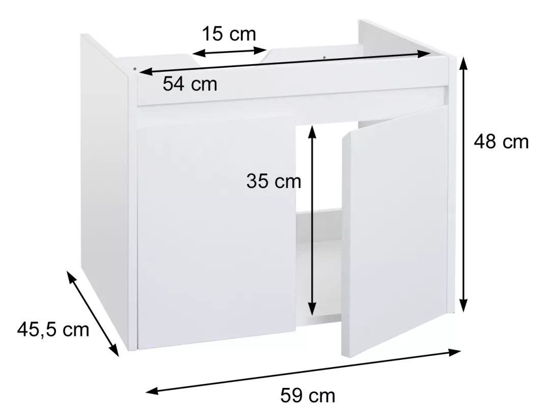 Meuble sous-lavabo MCW-L86, aspect marbre blanc