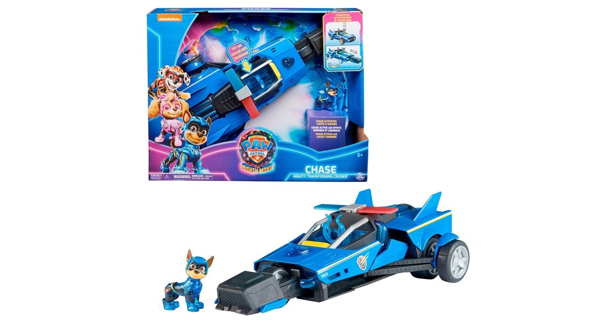 Spin MasterPAW Patrol: The Mighty Movie, Chase’s Deluxe Transforming Cruiser Speelgoedvoertuig