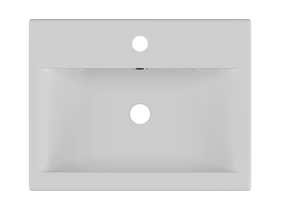 Vasque de salle de bain semi-encastrée rectangle en céramique - L51,5 cm - Blanc - YASMAC II