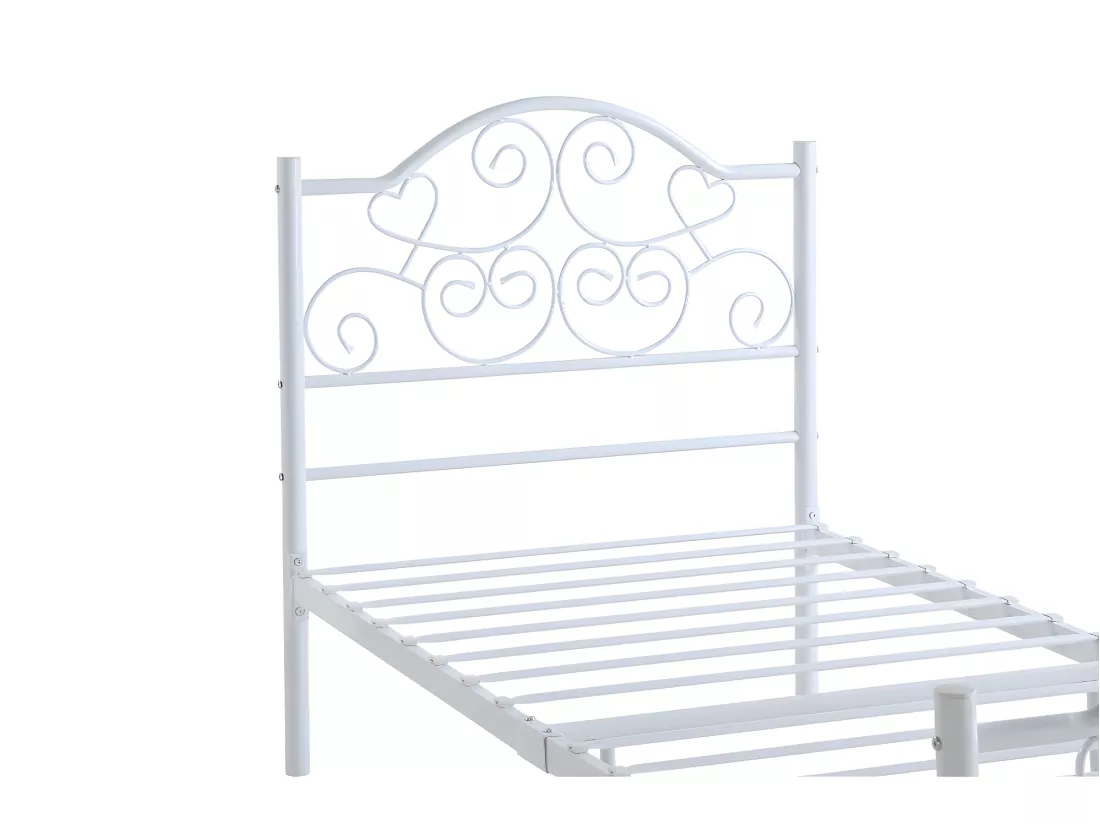Lit LEYNA - 90 x 190 cm - Métal - Blanc + matelas