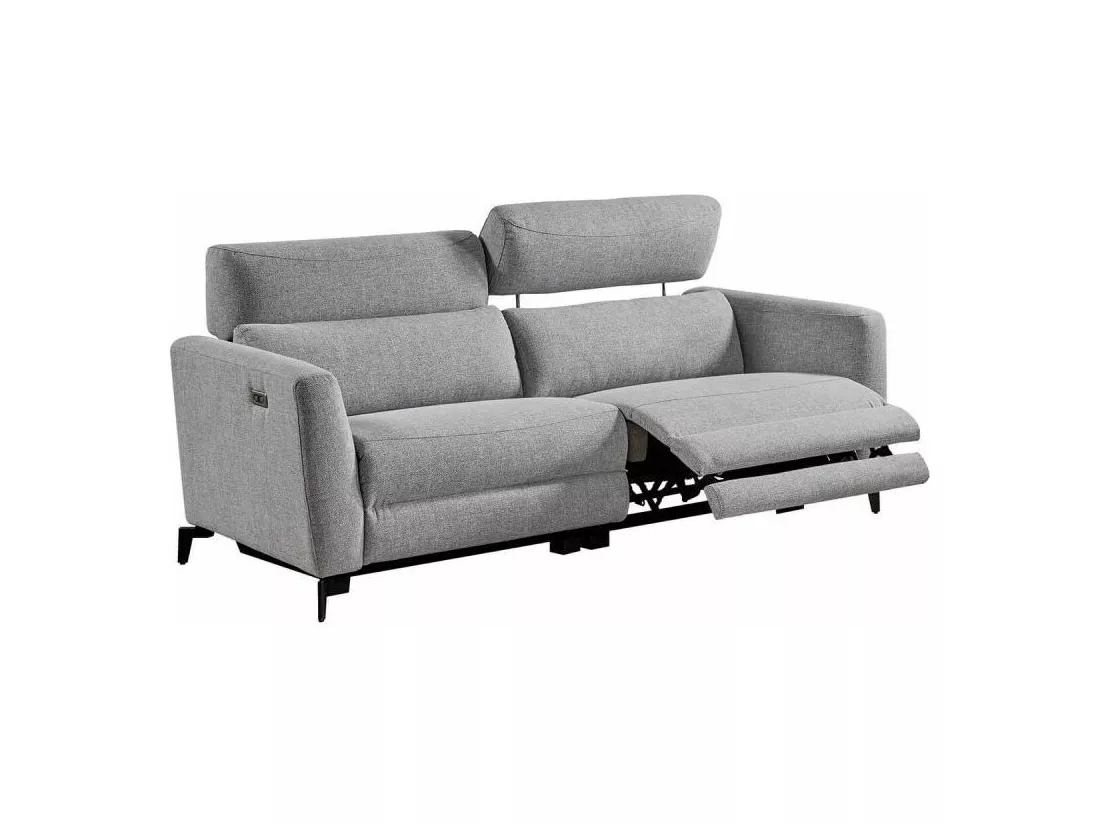 Canapé de relaxation électrique en tissu Bakay-Couleur Gris clair-Système Electrique-2 places