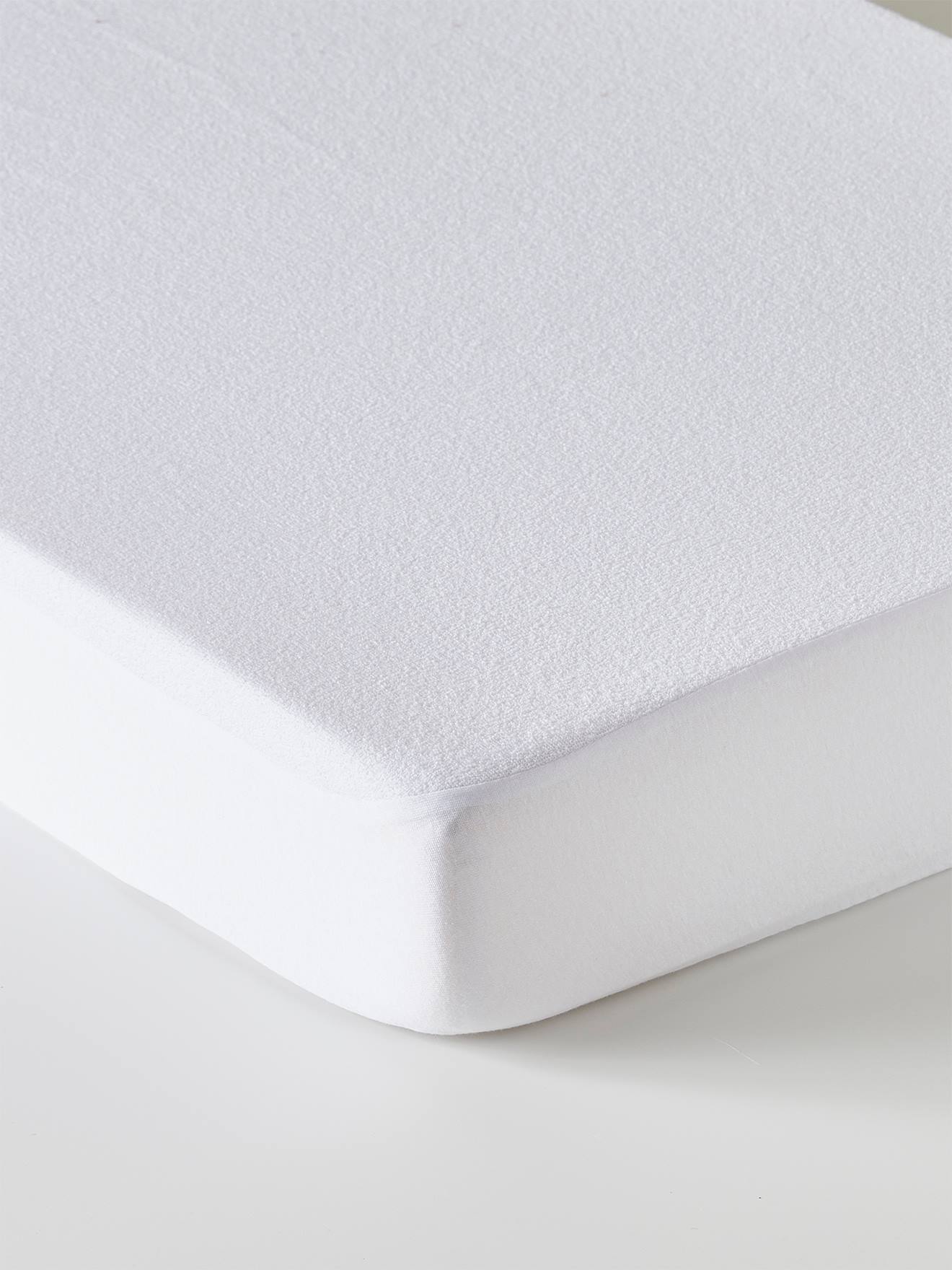 Capa protetora impermeável em tecido aveludado com tratamento antiácaros Bi-ome®, branca.