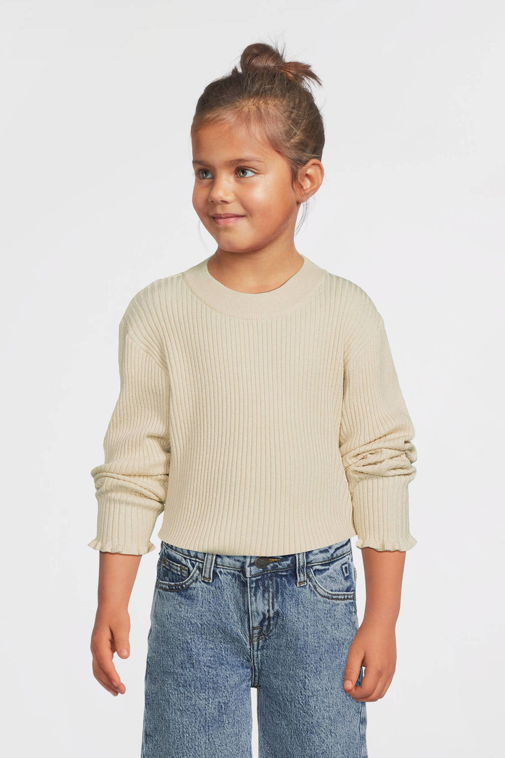 NAME IT fijngebreide longsleeve NKFVIANNA lichtzand