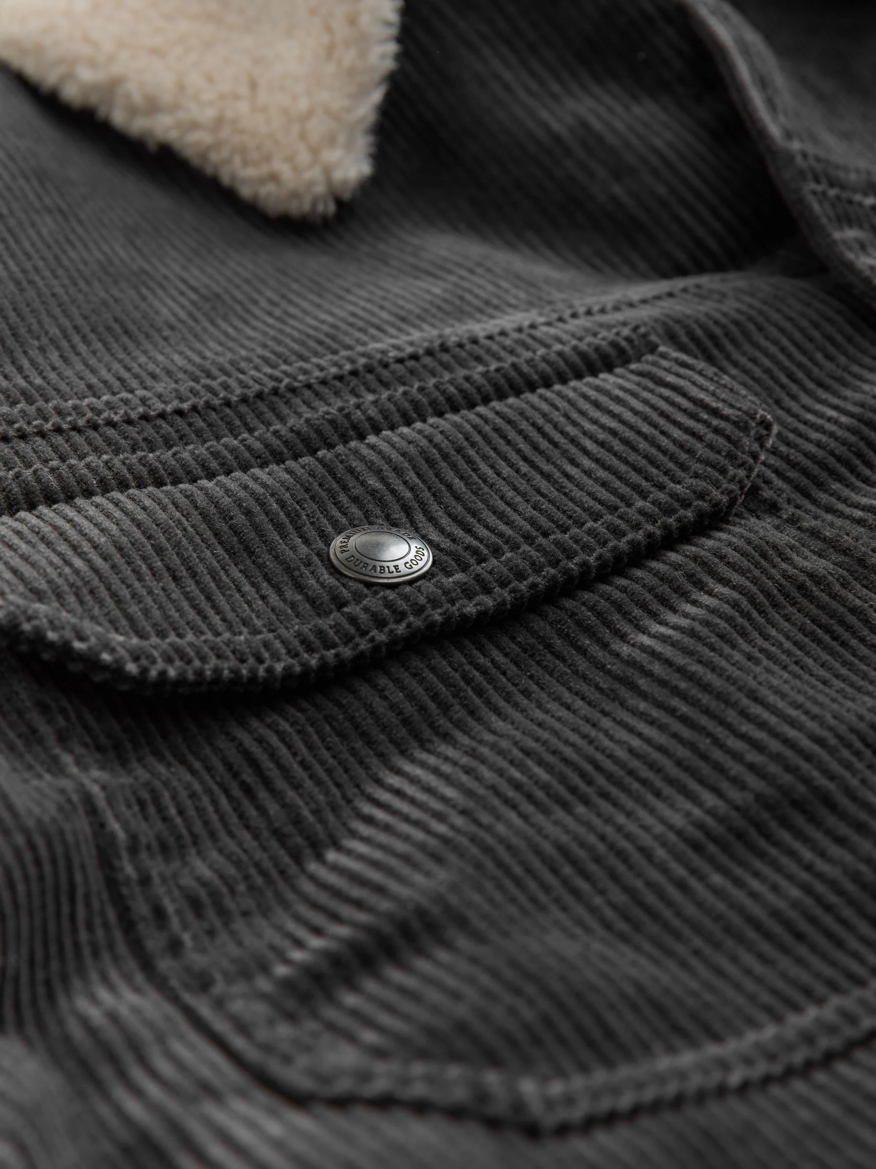 Antraciet - Corduroy borg gevoerd truckerjack