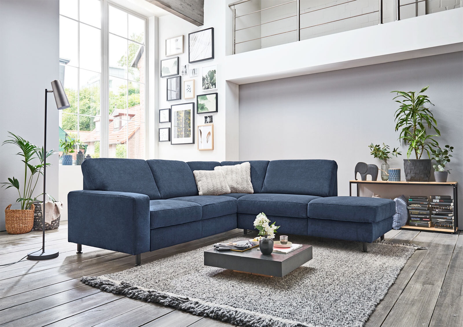 Ecksofa Rho Stoffbezug Belle Marine, Stellmaß ca. 246 x 235 cm