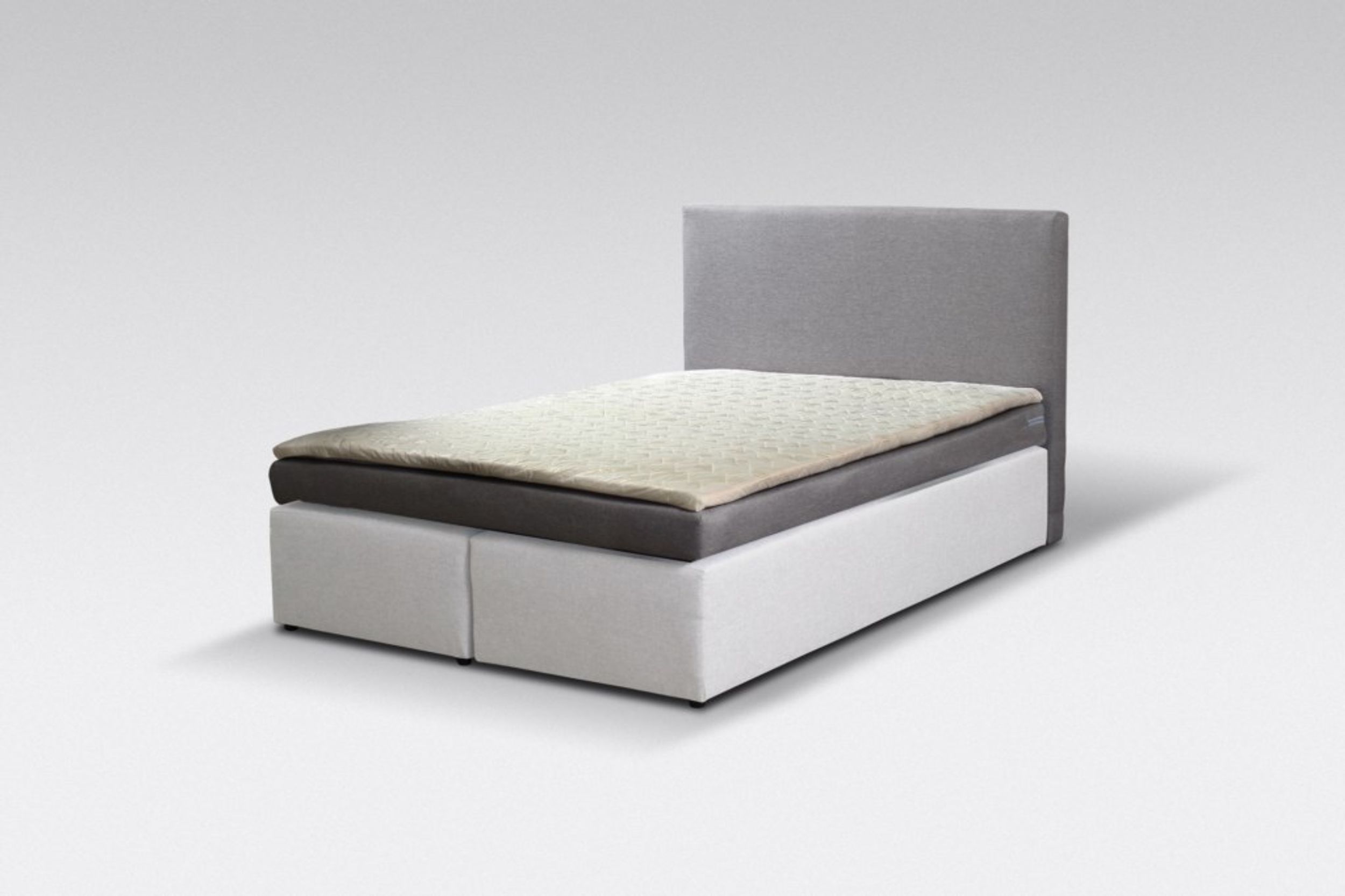 Boxspringbett Hotelbett 140x200 Bonellfederkern Bett Topper Paxos 3 Grau Weiß