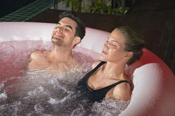 Bestway 60009, 669 L, 4 person(er), Rund, Boble/Jet massage, Acrylonitrilbutadienstyren, PVC, Grå, Hvid
