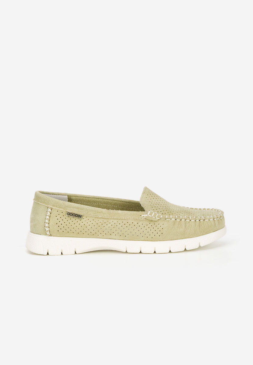 Mocassins femme en cuir vert Irsaia