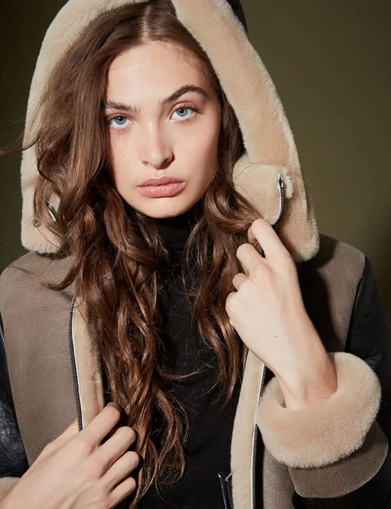 VENTCOUVERT BOMBARDIER À CAPUCHE FEMME MERINO AMAZONE CAMEL