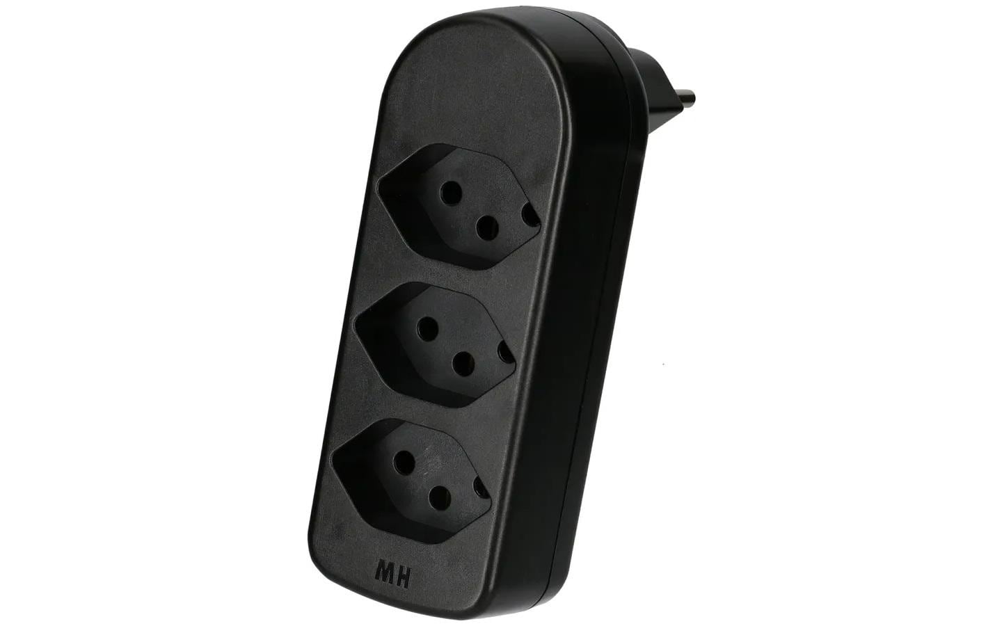 Mehrfachstecker maxADAPT 3 x T13, SchwarzDrehbarer Abzweigstecker mit drei Typ13 Steckdosen, 230 V/10 A