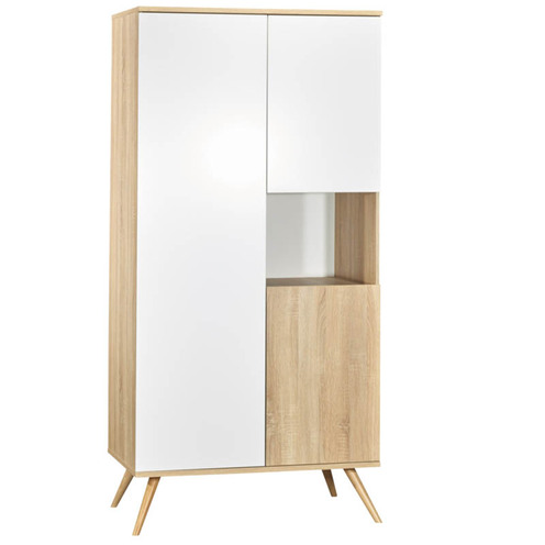 Chambre TRIO Lit 120x60 + Commode Blanche + Armoire SEVENTIES - SAUTHON