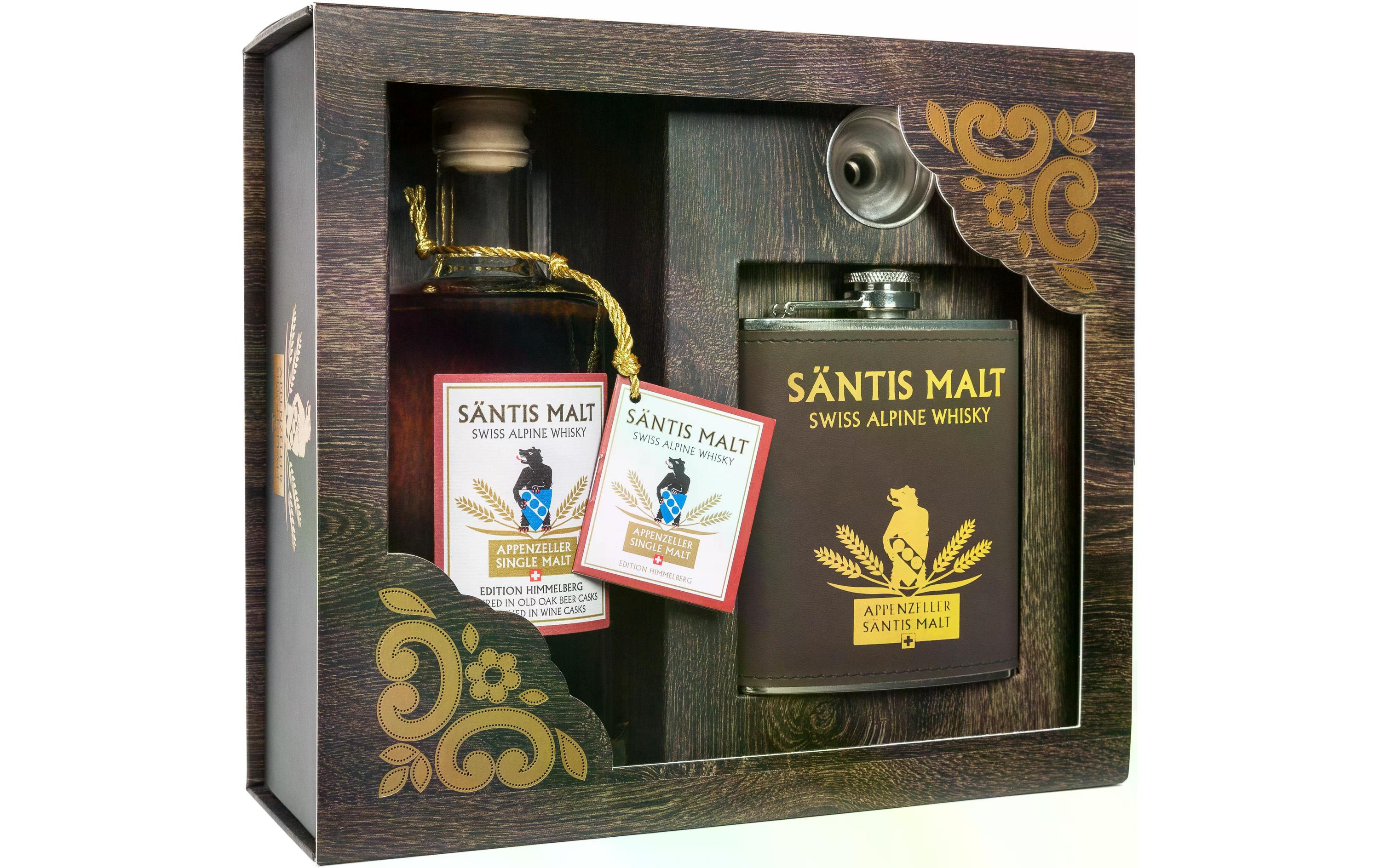 Geschenkset Himmelberg Whisky Flachmann 0.5 lEdition Himmelberg Whisky mit Flachmann und Trichter