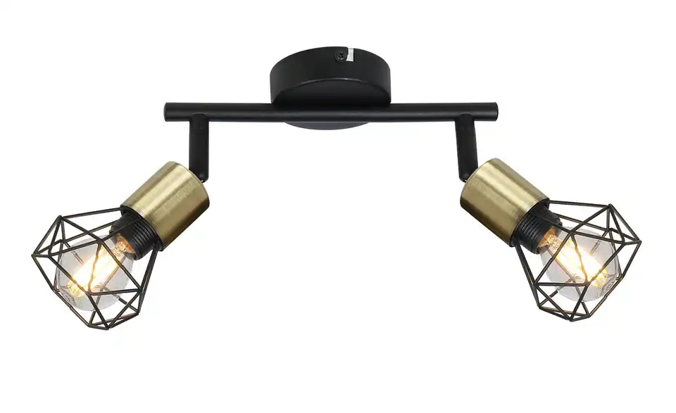 Deckenstrahler 2-flammig 20 cm 22 cm 8 cm Goldfarben, Schwarz