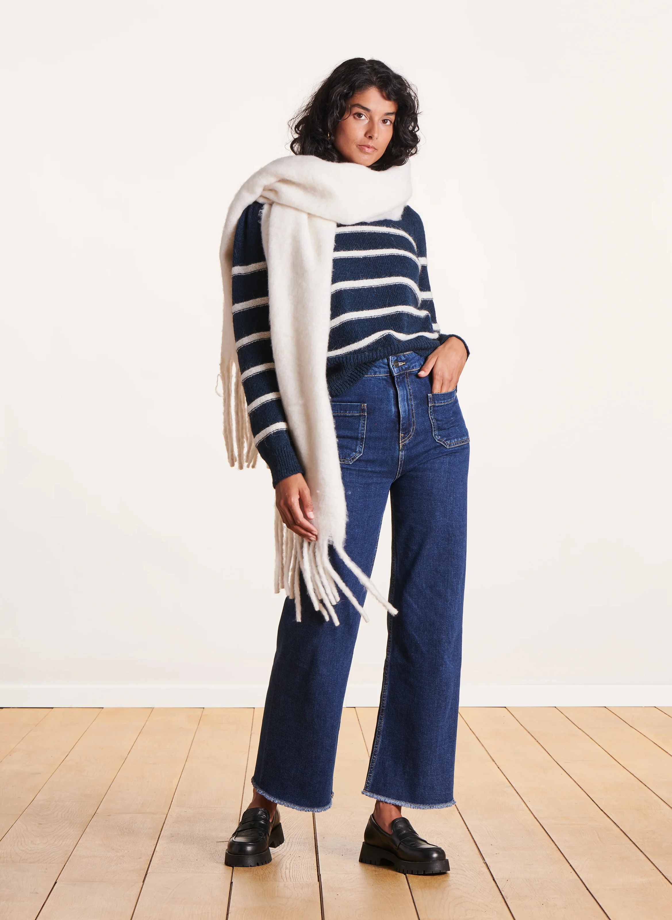 Pull col rond rayé| Multicolore