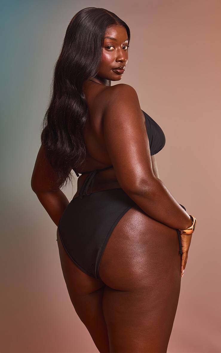 Noir Bas De Bikini Grande Taille À Nouer Sur Les Côtés Mix & Match