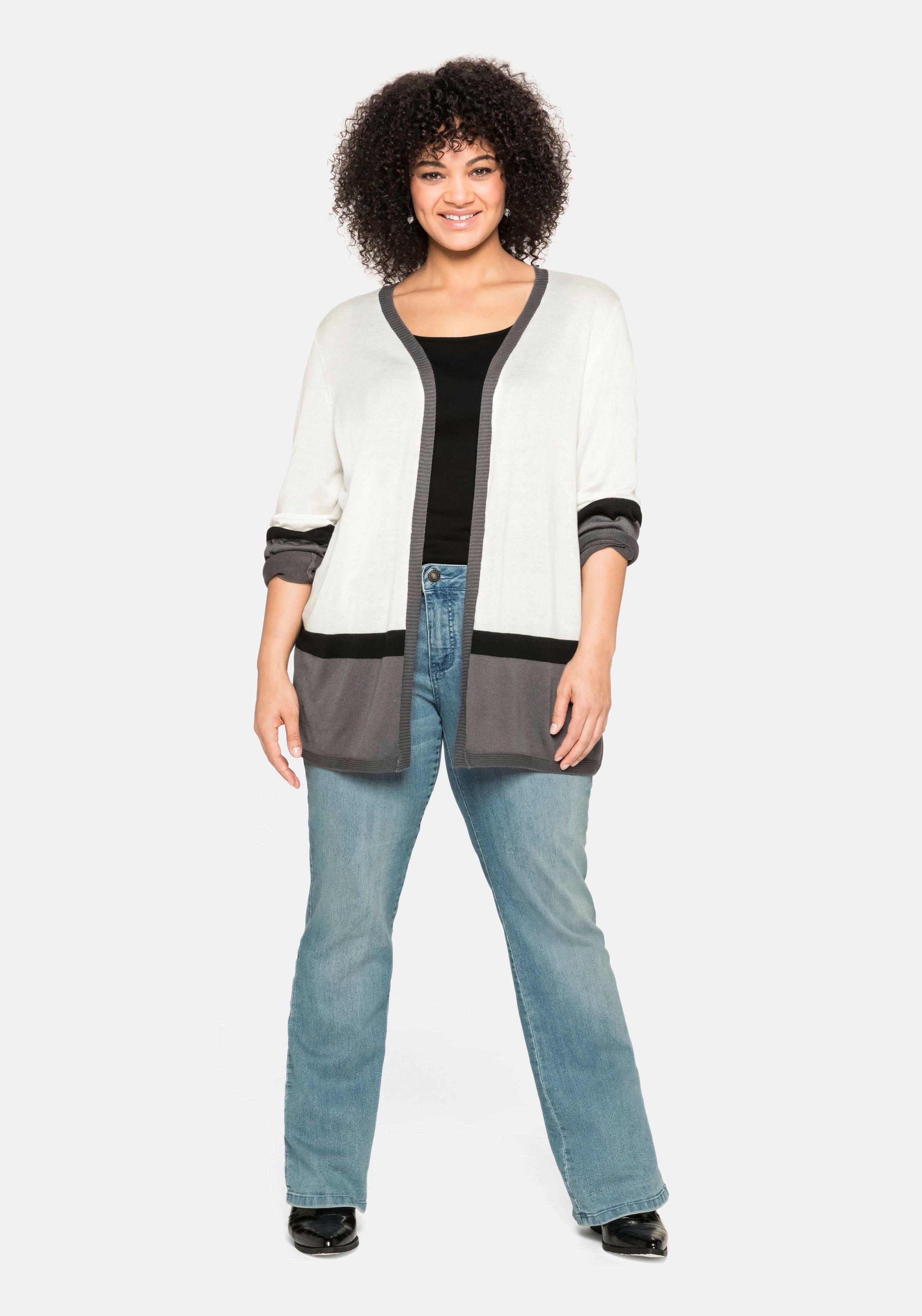 Strickjacke im Colourblocking-Stil, in offener Form