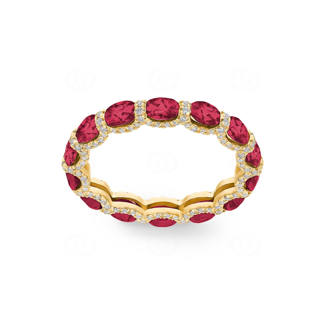Mémoire-Ring 750/18 K Gelbgold mit Rubinen & Diamanten 0.41 ct H/si