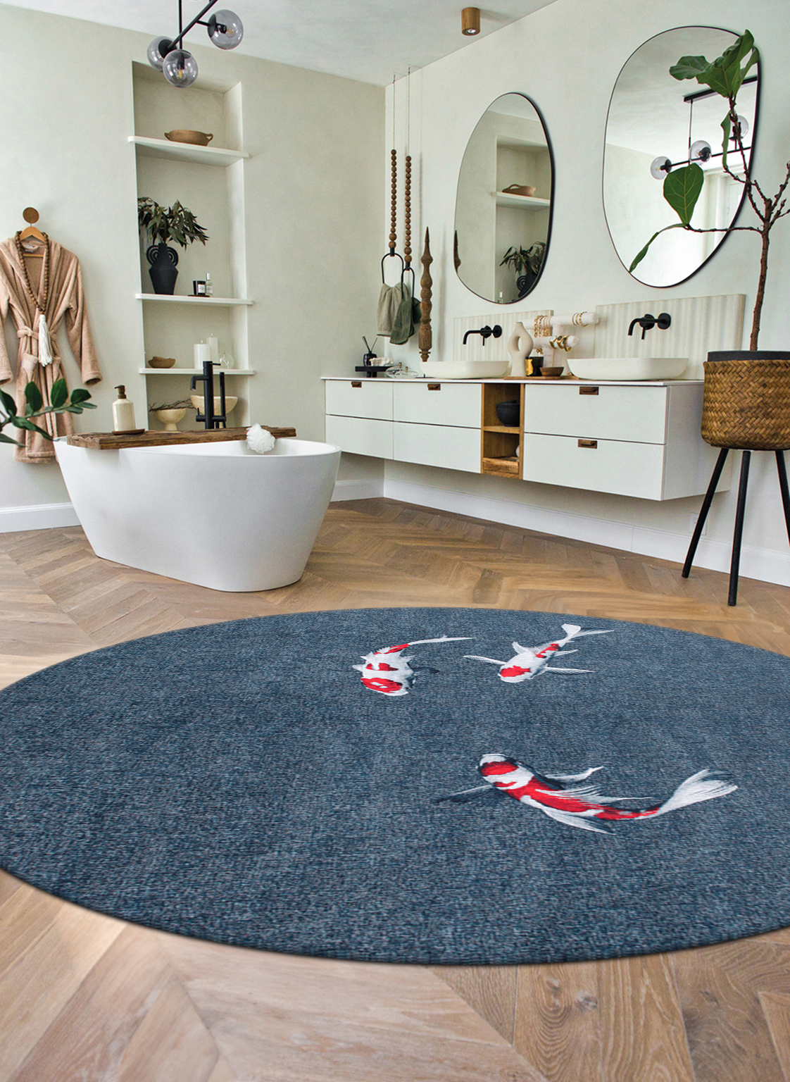 Ecorugs vloerkleed Koi multicolor blauw ∅ 240 cm