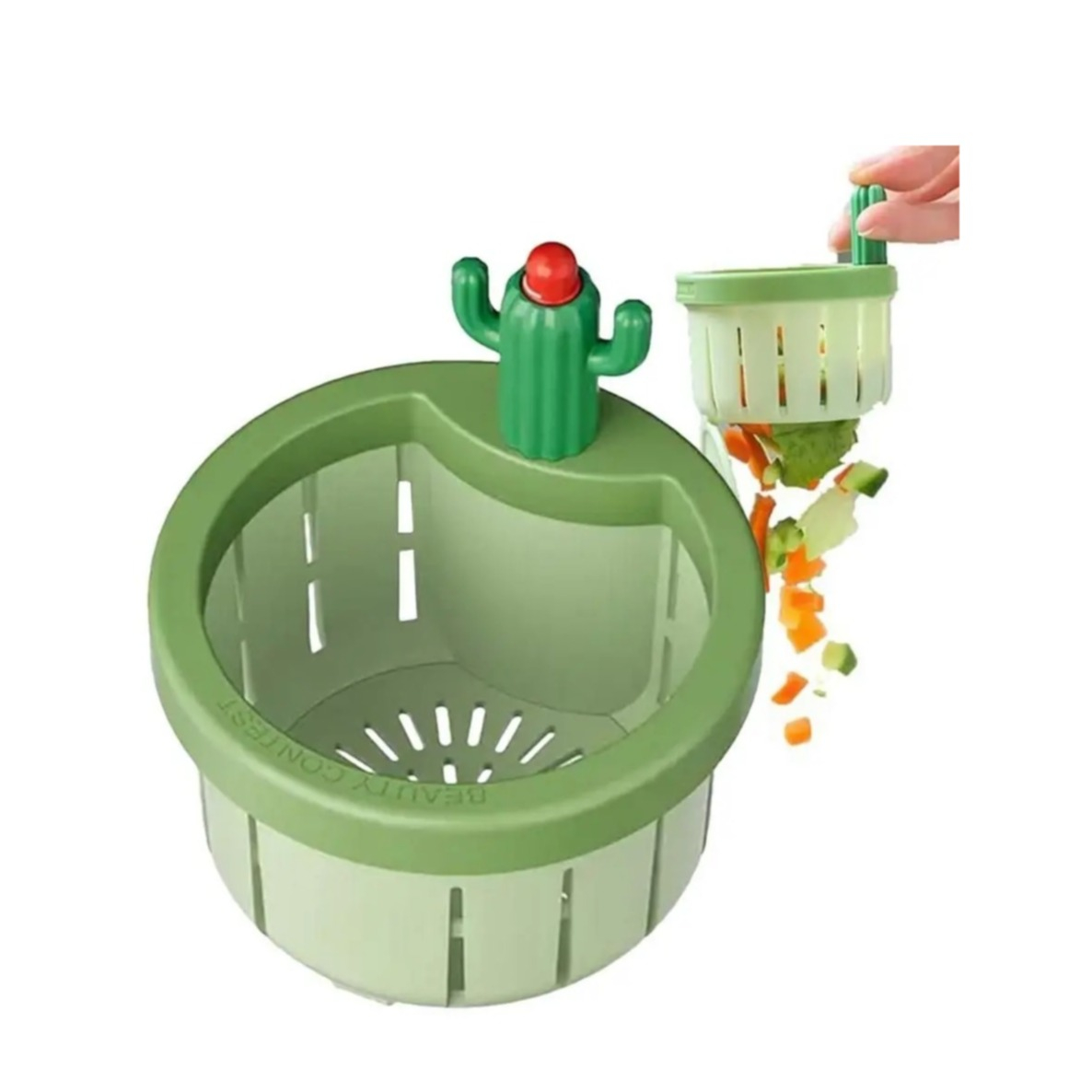 (Ø68x5mm) Kaktus Abfluss Haarfänger Abflusssieb mit Klappöffnung für Küche / Badezimmer - Grün