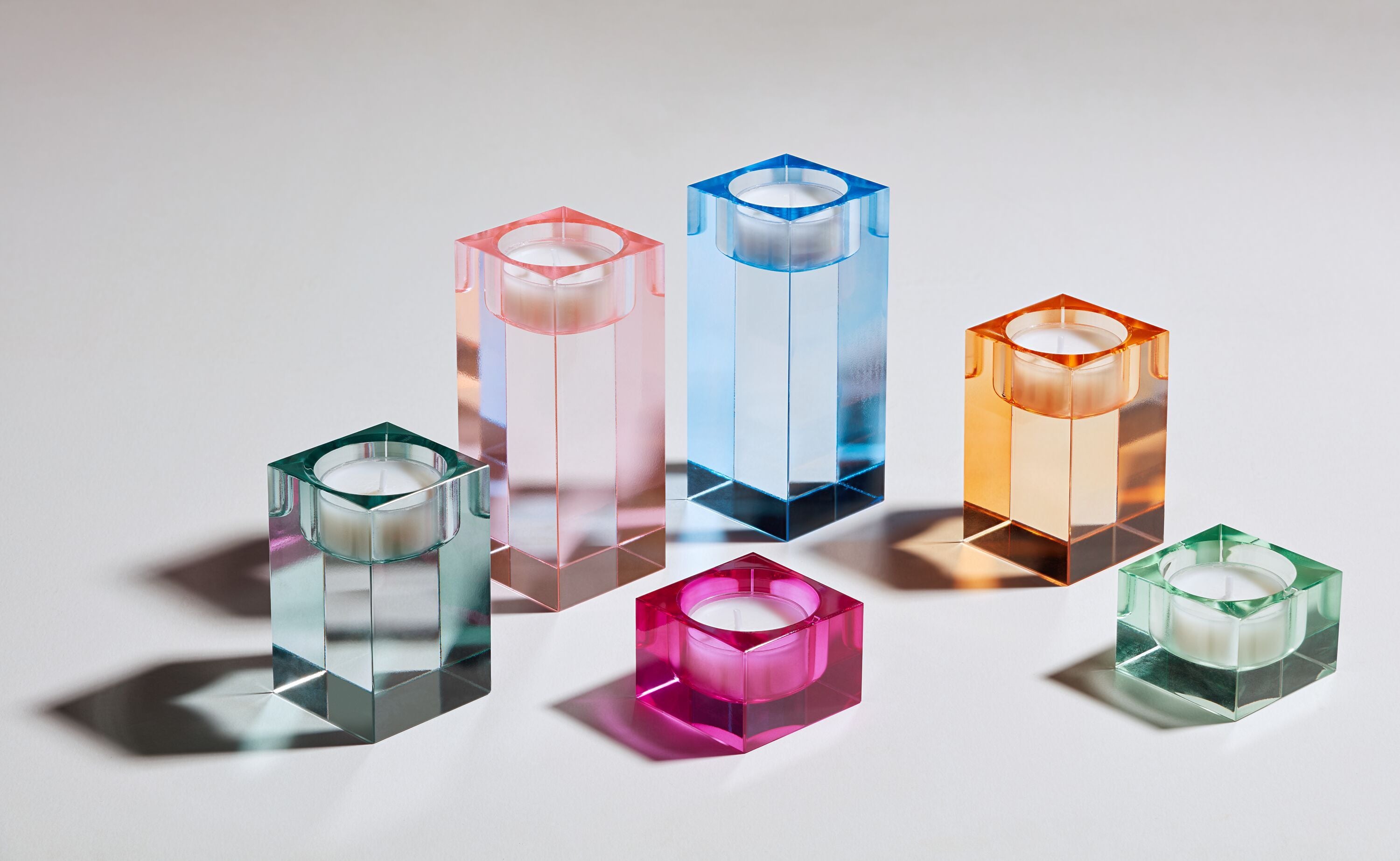 LAURA Teelichthalter - Rosa / B: 5.0 cm x T: 5.0 cm x H: 12.0 cm