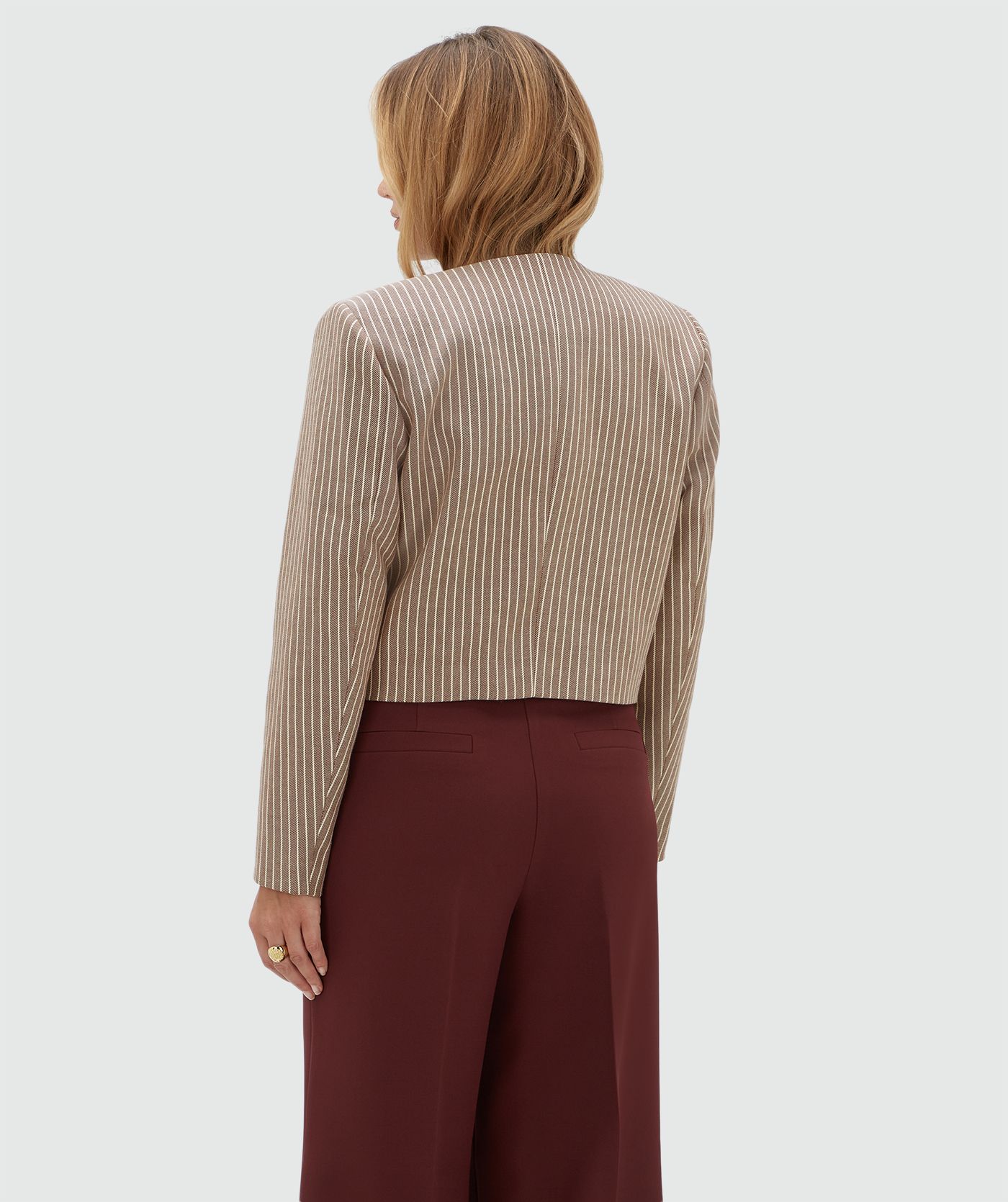 JV-ELIRA cropped blazer met strepen - burgundy stripe