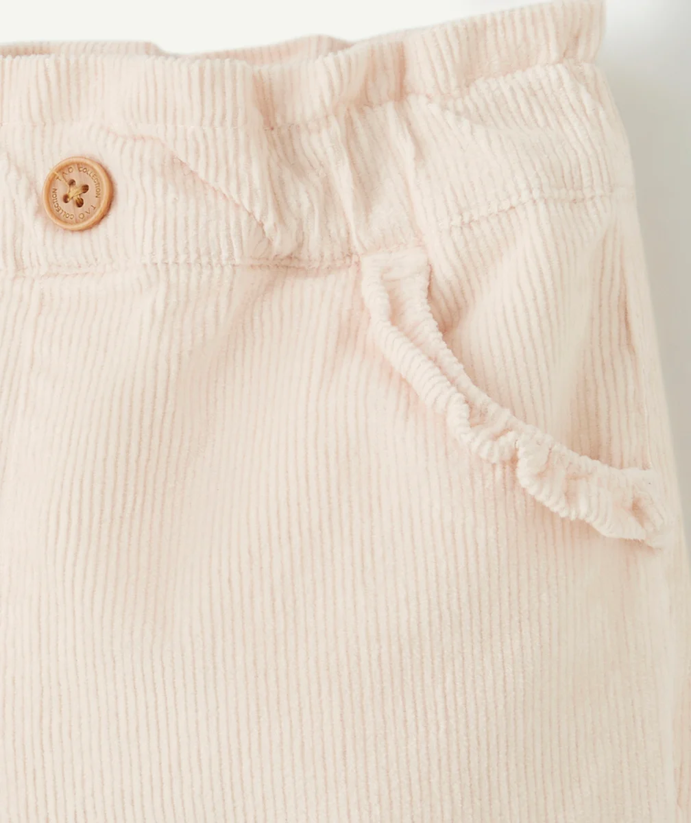PANTALON LARGE BÉBÉ FILLE EN VELOURS CÔTELÉ ROSE PÂLE