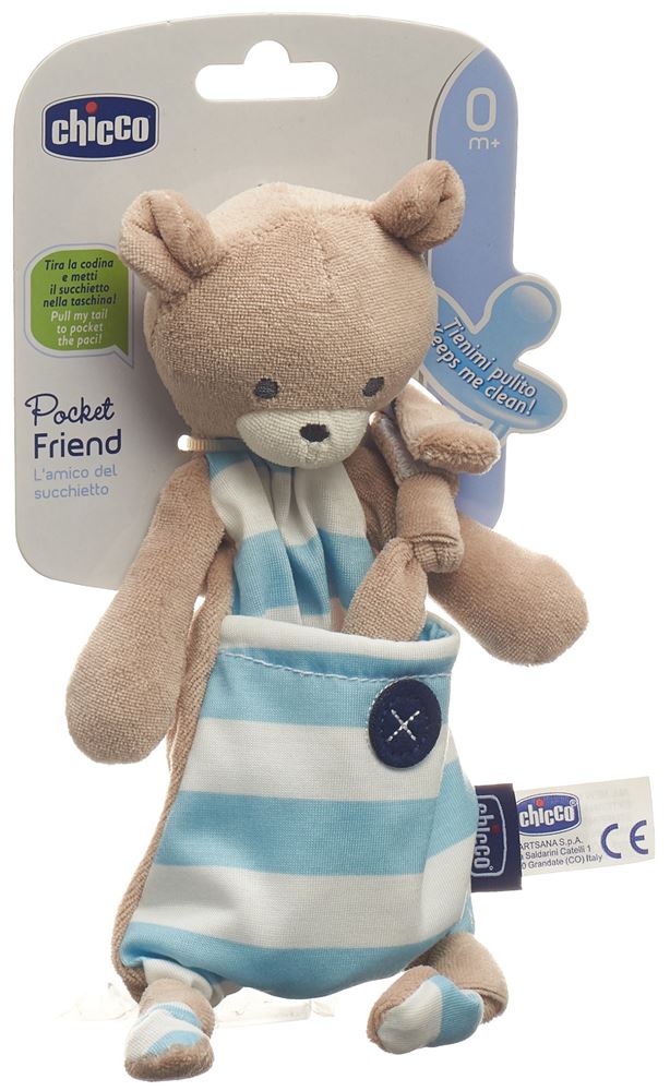 CHICCO POCKET FRIENDS Schnullerhalter Boy 0m  1 Stk