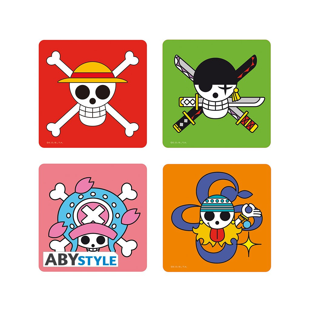 One Piece - Set de 4 Dessous de Verre - Skulls