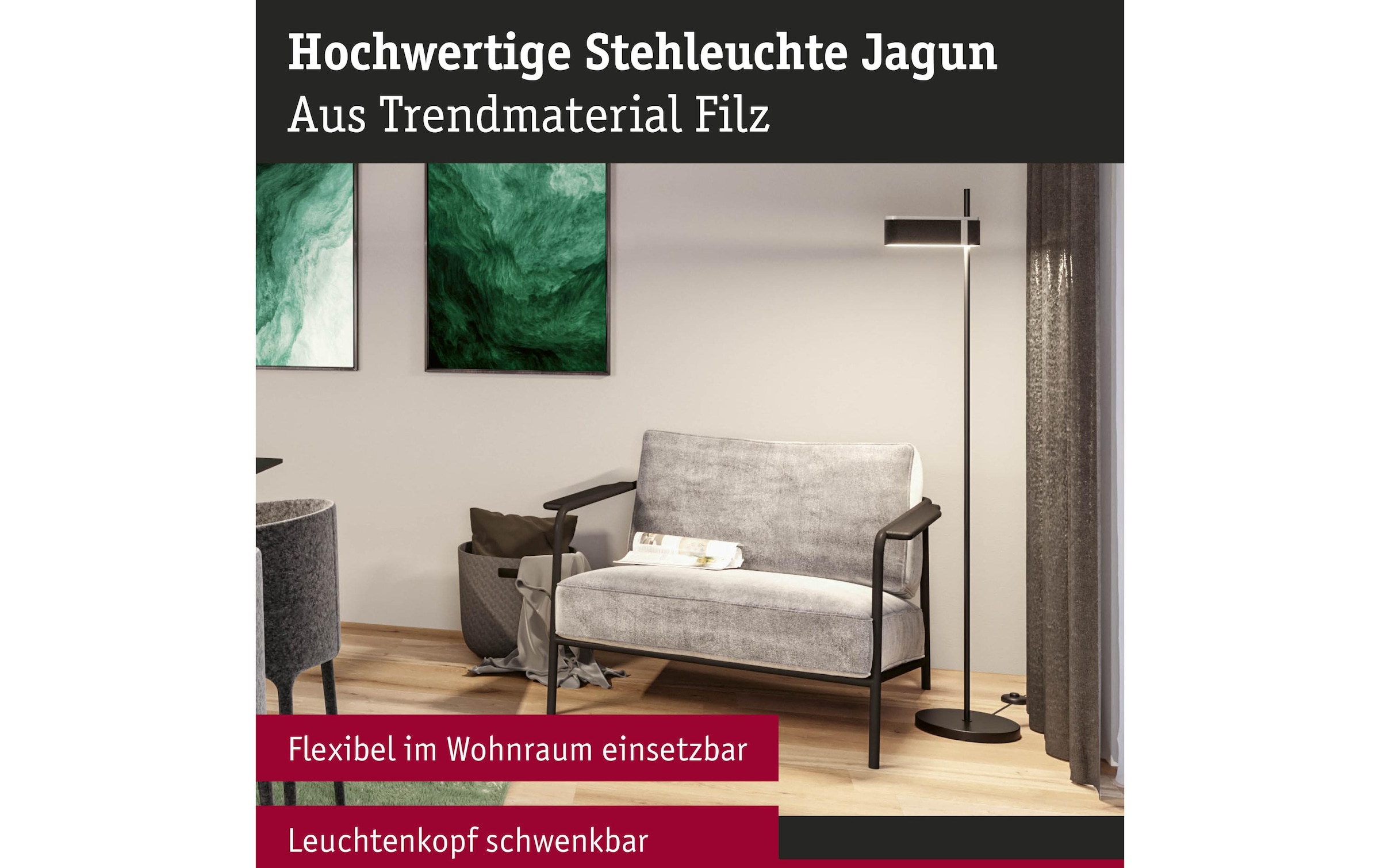 Paulmann LED Stehlampe »Jagun 2700K 20.4W« Warmweiss