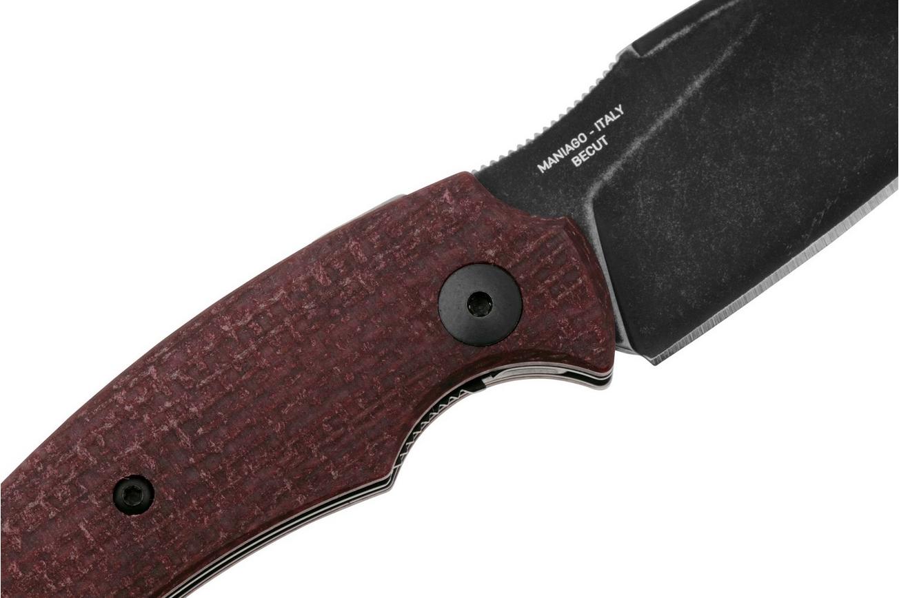Fox Knives Honos FX-538 MP, Black Idroglider Becut, Plum Jute Micarta zakmes, Bastinelli design