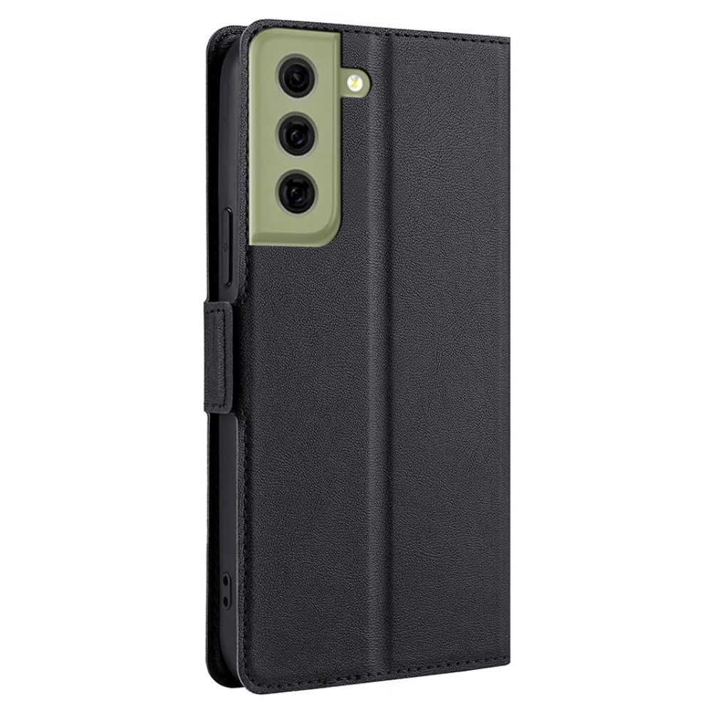 Samsung Galaxy S21 FE 5G Leder Tasche Flip Cover Litchi Look mit Kartenfach - Schwarz