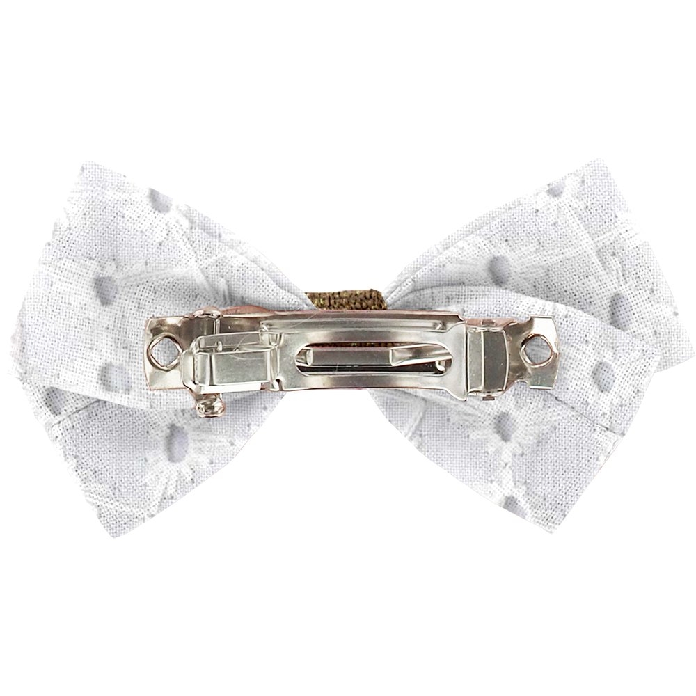 Petite Barrette Double Noeud Croisé Broderie Anglaise