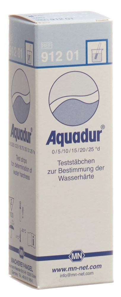 AQUADUR Wasserhärte Teststäbchen<br>100 Stück, 0°d-25°d