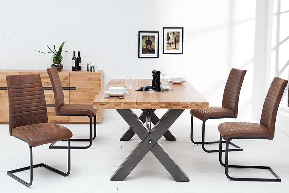 Industrial Freischwinger Stuhl APARTMENT antik braun mit Metallgestell