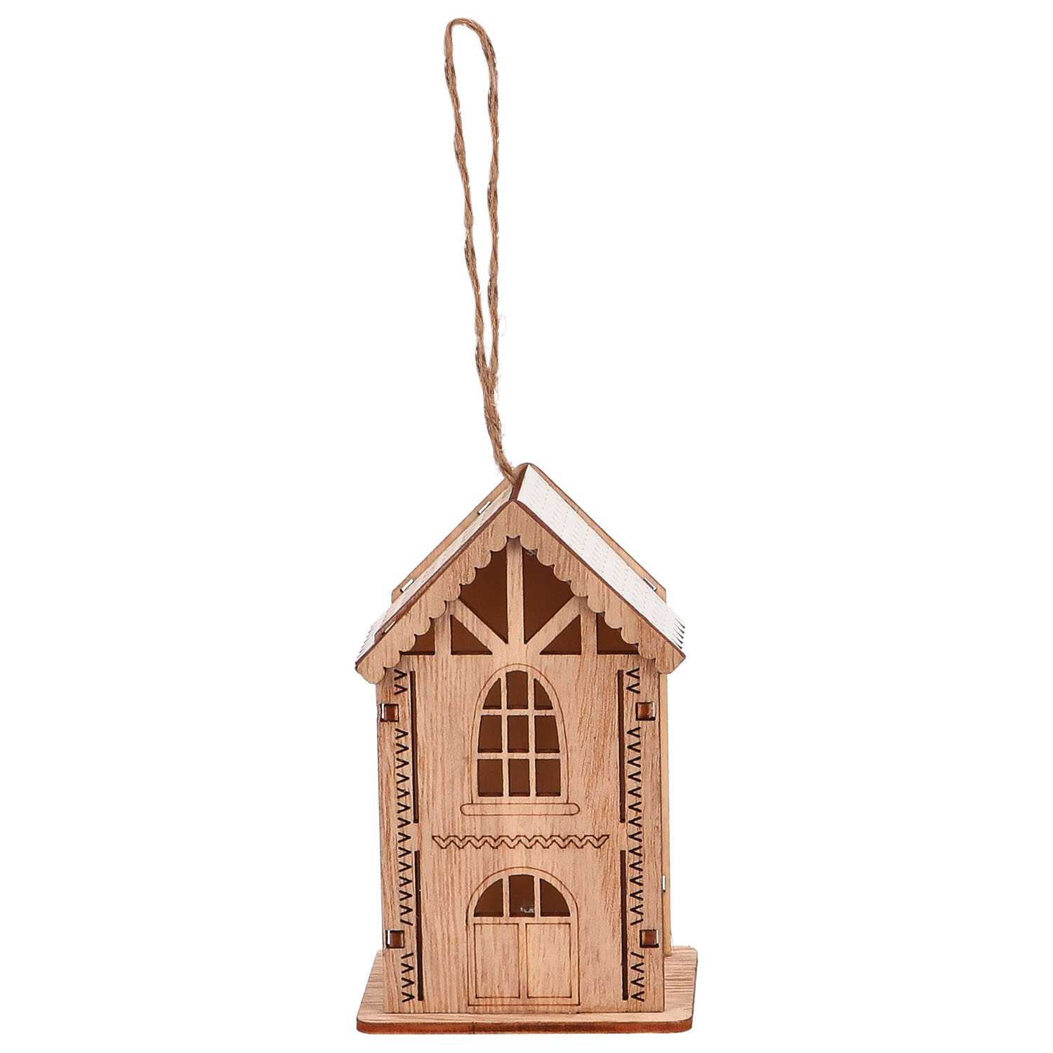 Hänger Haus 1LED Holz 2f