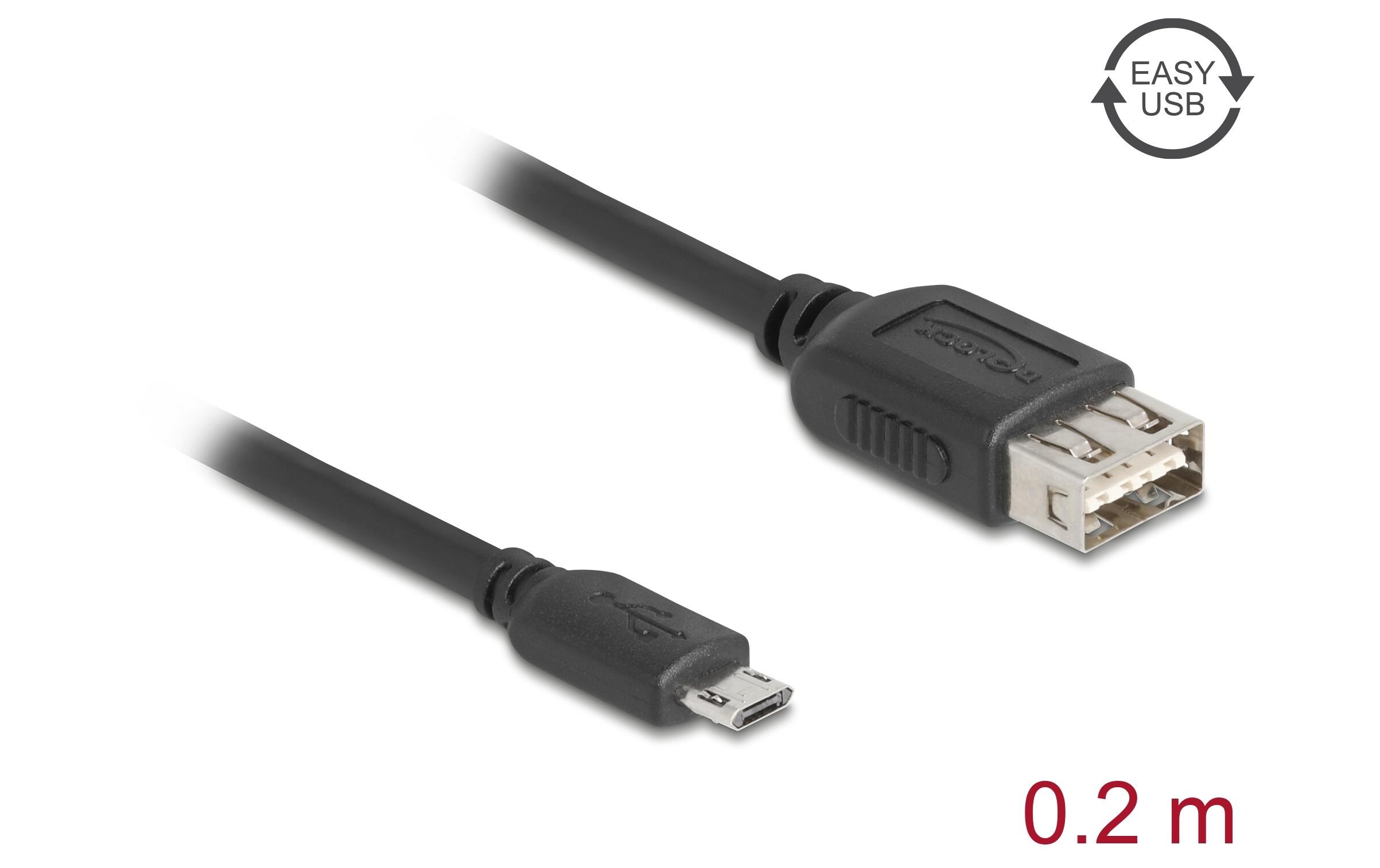 USB 2.0-Kabel USB A - Micro-USB B 0.2 mUSB Kabel zur Datenübertragung und Stromversorgung über kurze Strecke
