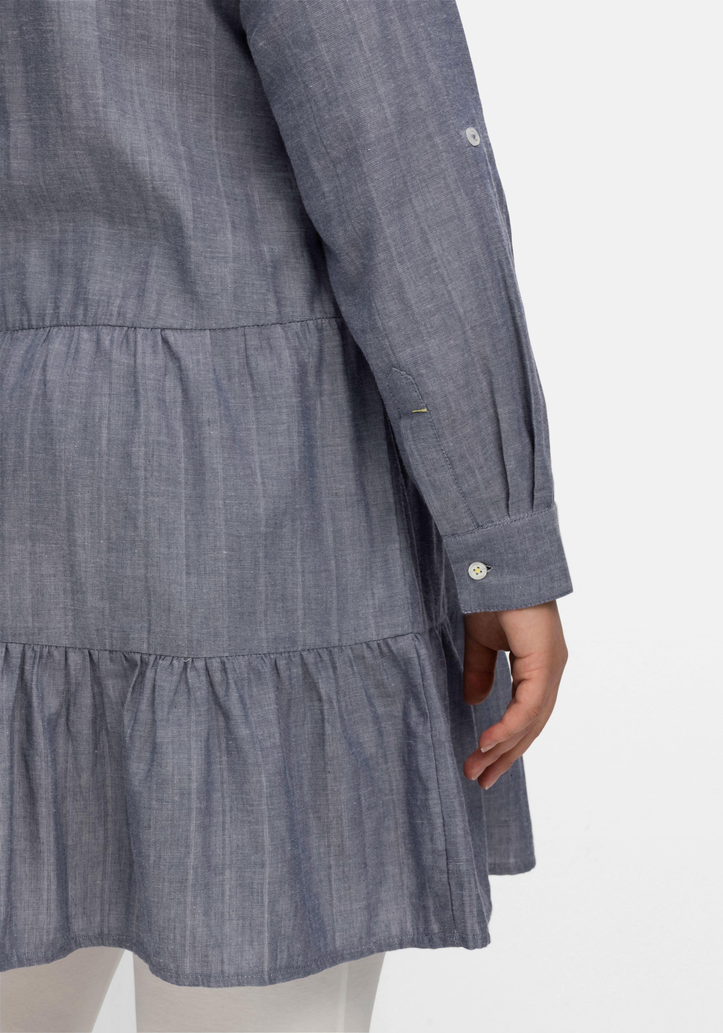 Longbluse mit Volants und Krempelärmeln